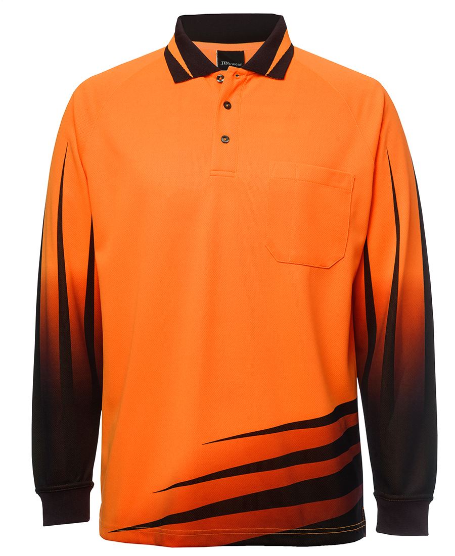 6Hvrl JB's HV 4602.1 L/S Rippa Sub Polo - Orange/Black