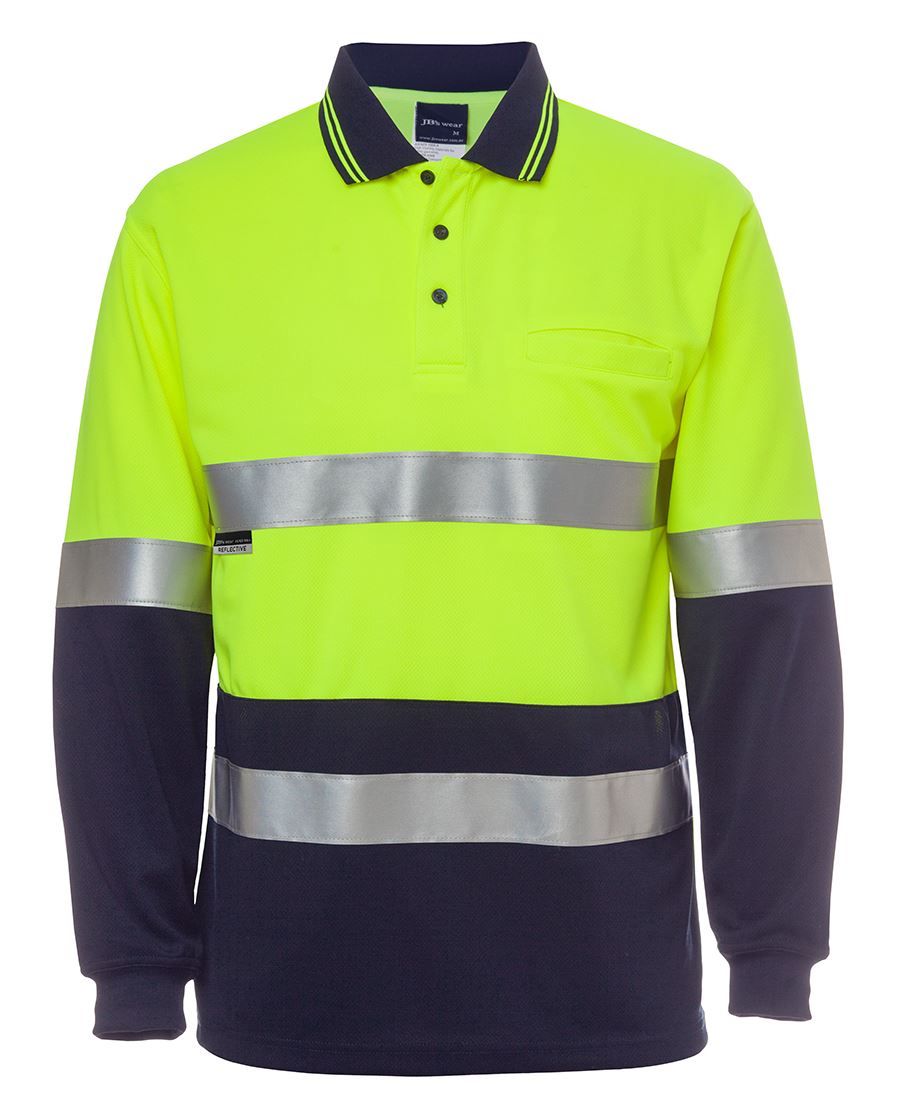 6HVSL JB's HV L/S (D+N) Trad Polo - Lime/Navy