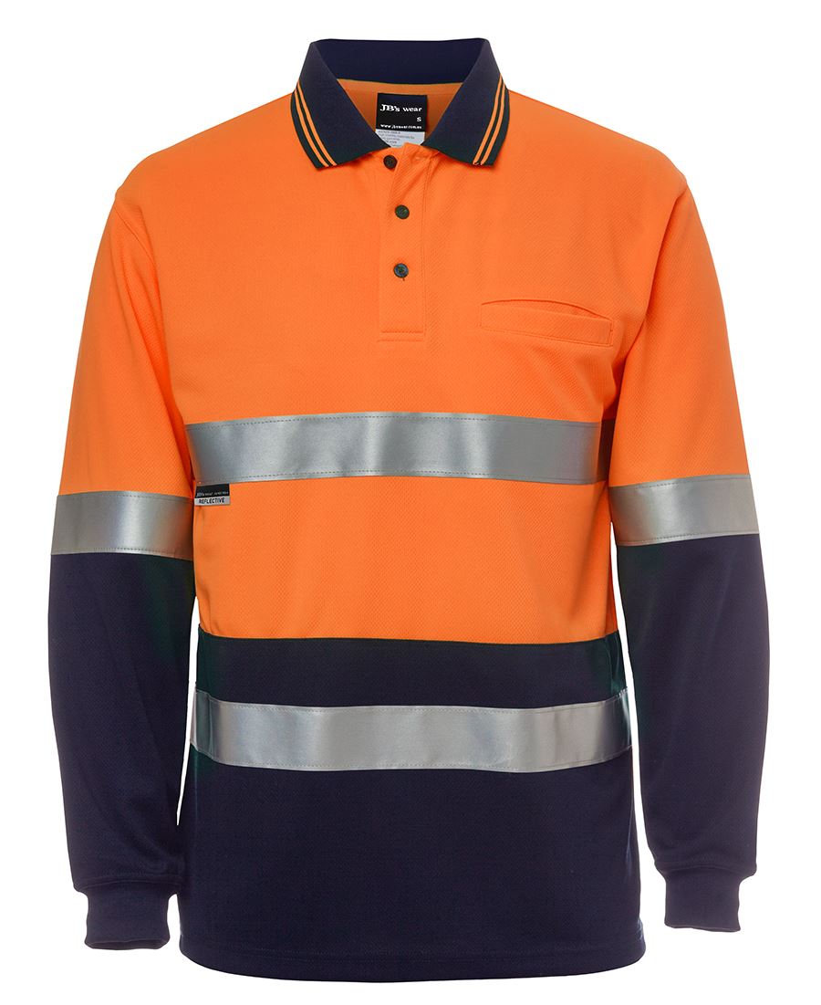 6Hvsl JB's HV L/S (D+N) Trad Polo - Orange/Navy