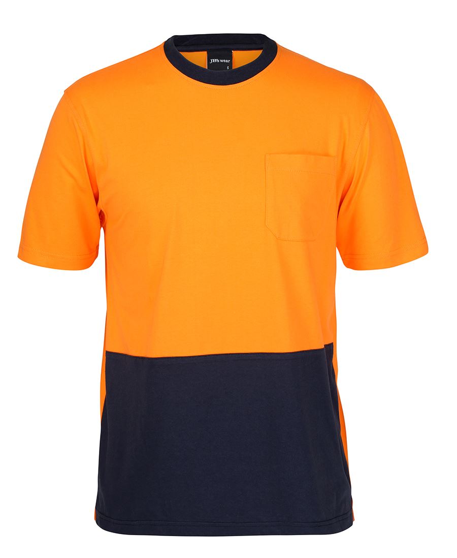 6HVTC JB's HV Crew Neck Cotton T-Shirt - Orange/Navy