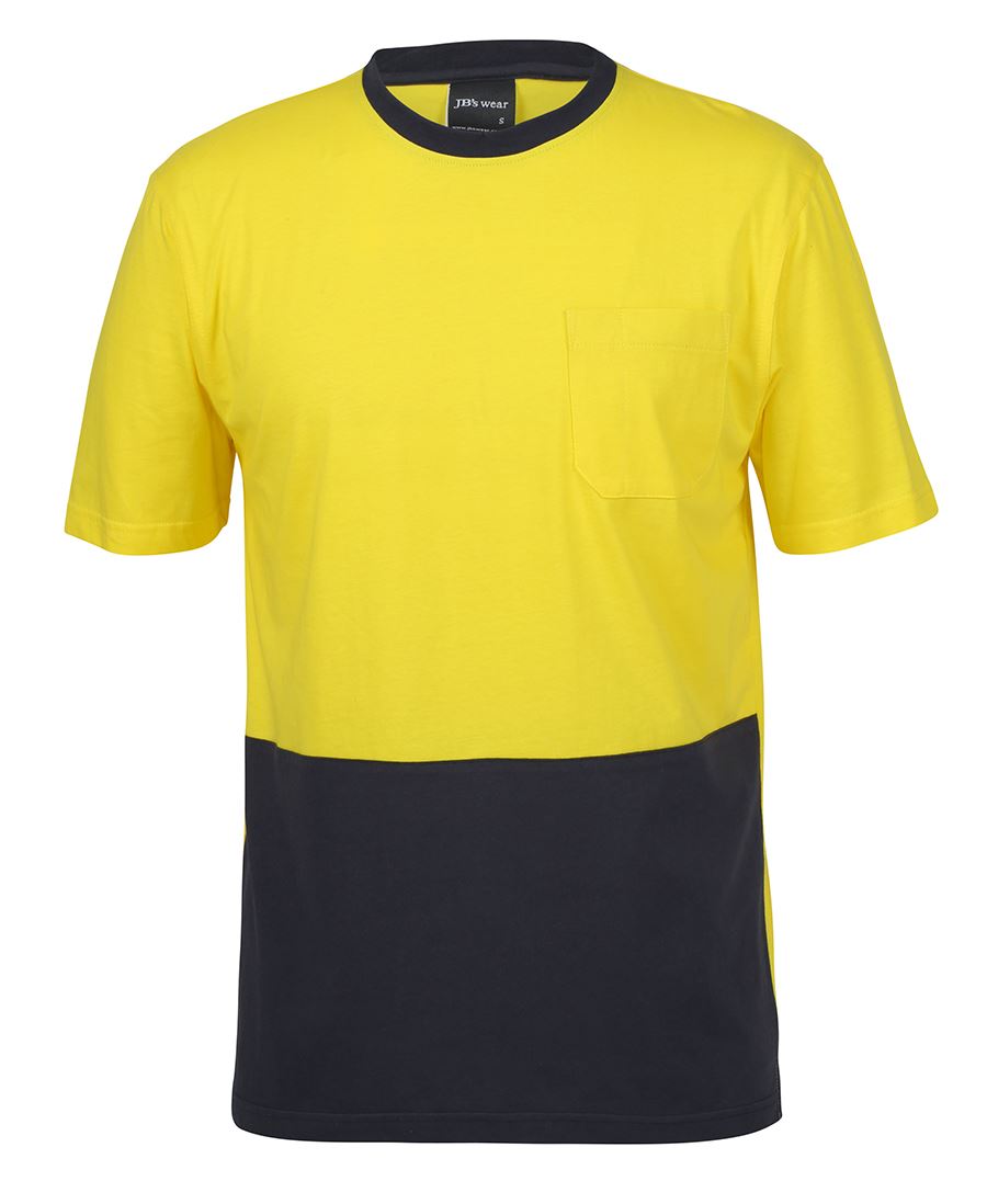 6Hvtc JB's HV Crew Neck Cotton T-Shirt - Lime/Navy