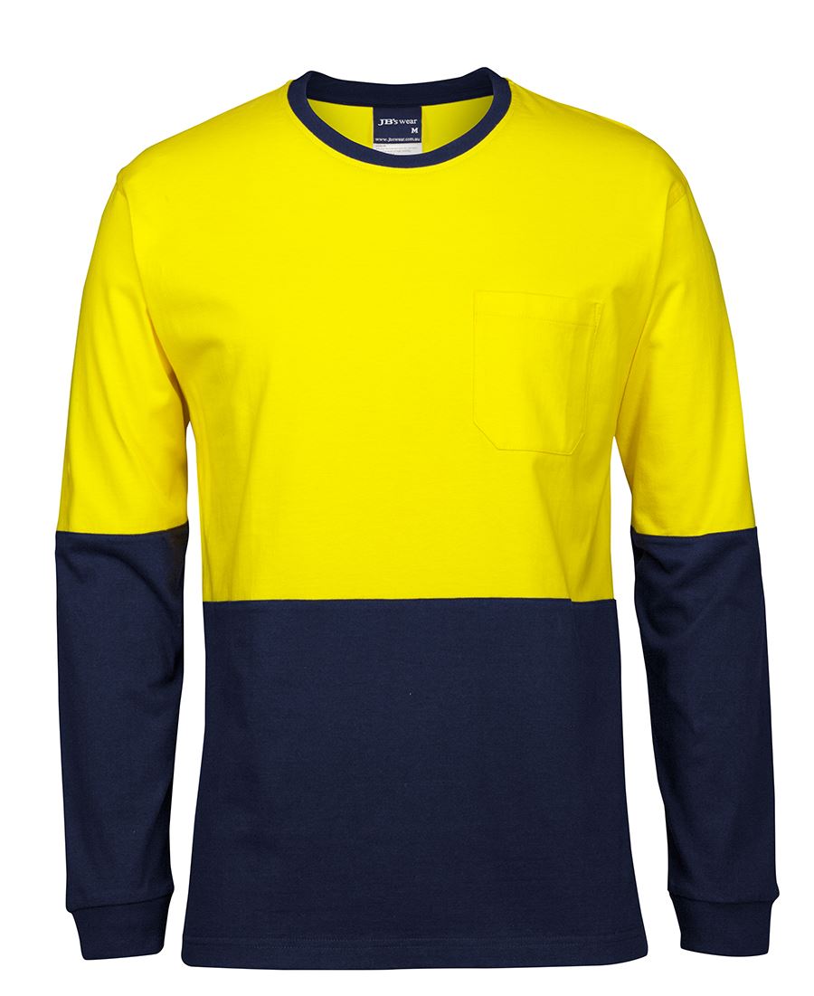 6Hvtn JB's HV L/S Crew Neck Cotton T-Shirt - Yellow/Navy