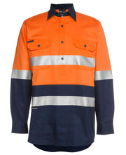 6HWCF JB's HV (D+N) Close Front L/S 190G Shirt - Orange/Navy