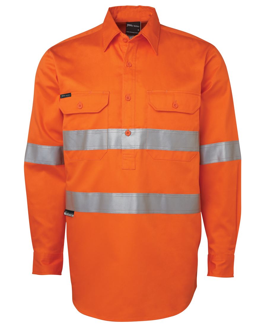 6Hwcf JB's HV (D+N) Close Front L/S 190G Shirt - Orange
