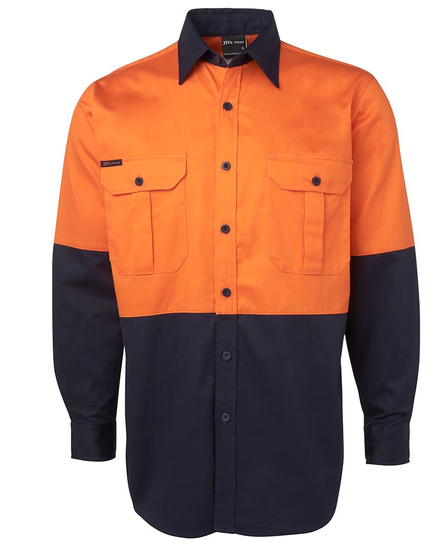 6HWL JB's HV L/S 190G Shirt - Orange/Navy