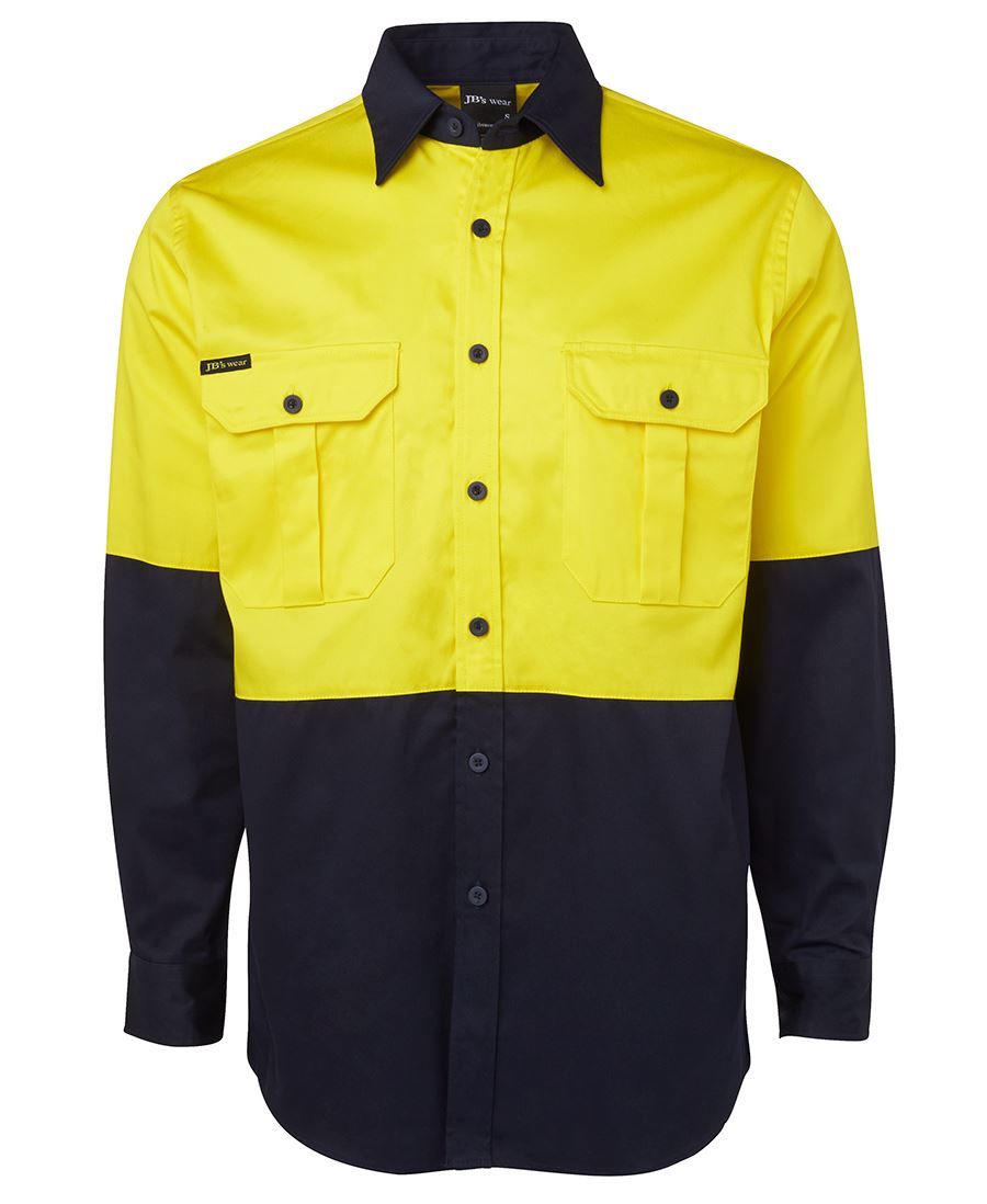 6Hwl JB's HV L/S 190G Shirt - Yellow/Navy