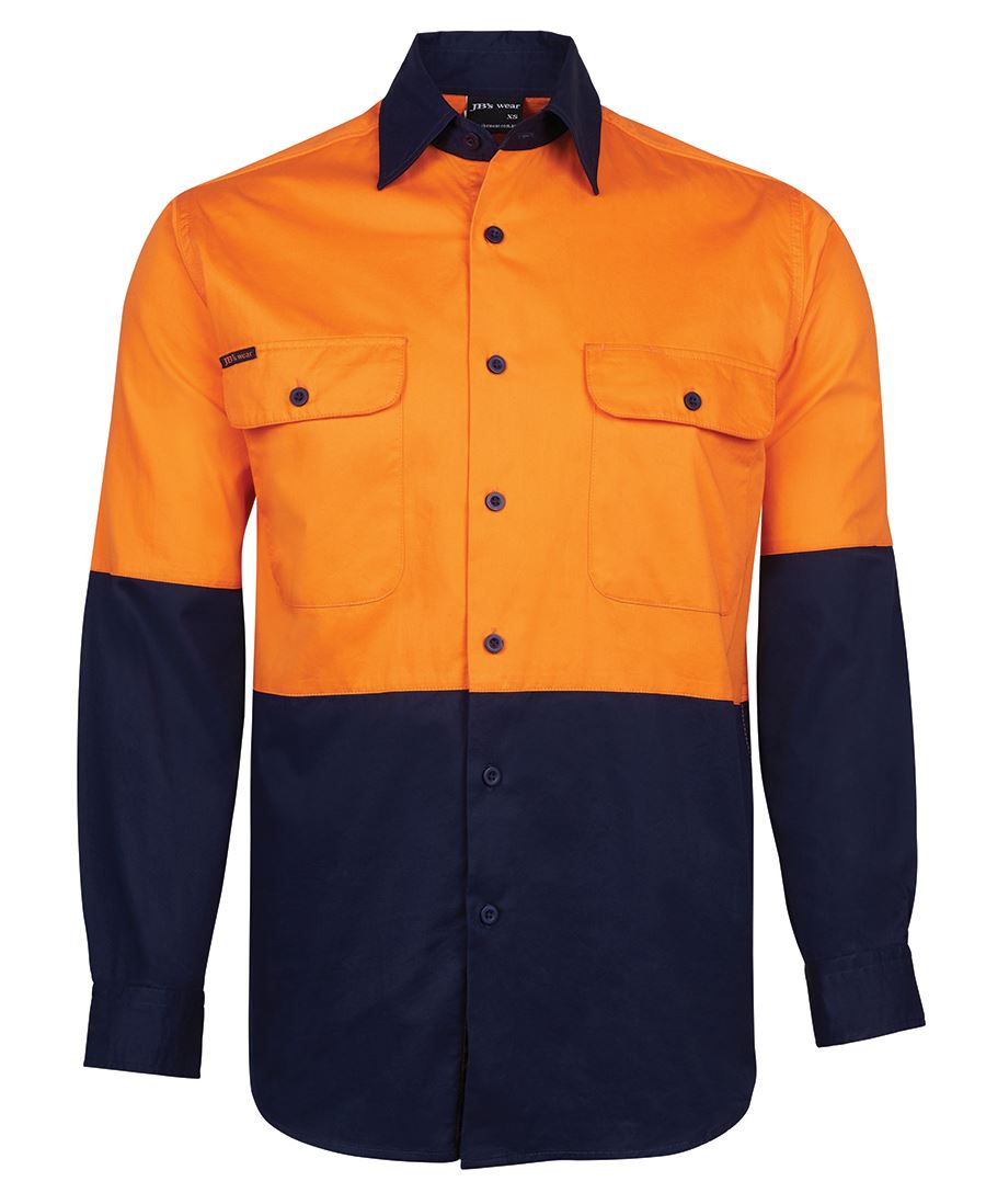 6Hwsl JB's HV L/S 150G Shirt - Orange/Navy