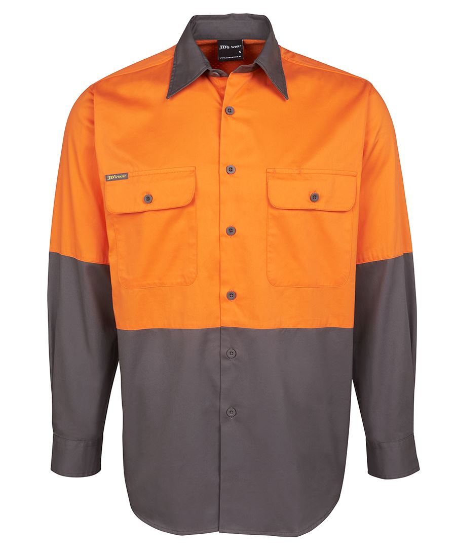 6Hwsl JB's HV L/S 150G Shirt - Orange/Charcoal