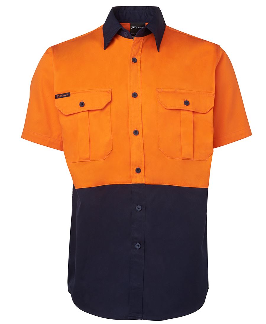 6HWS JB's HV S/S 190G Shirt - Orange/Navy