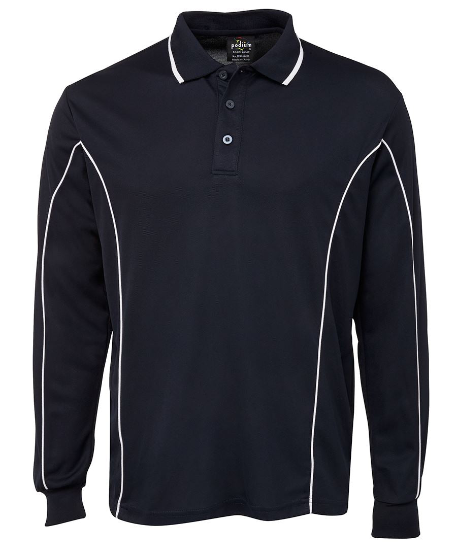 7PIPL Podium L/S Piping Polo