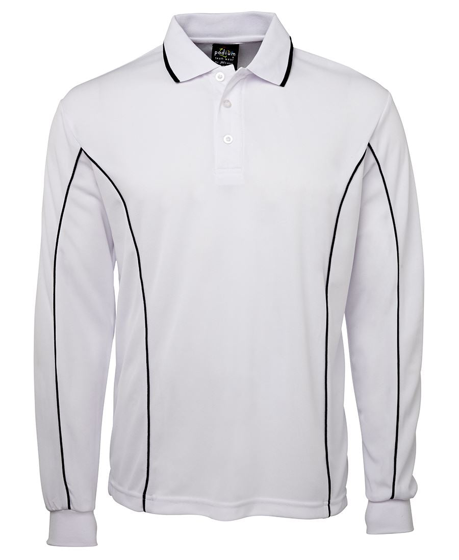 7PIPL Podium L/S Piping Polo