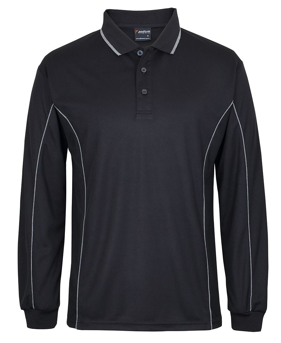 7PIPL Podium L/S Piping Polo