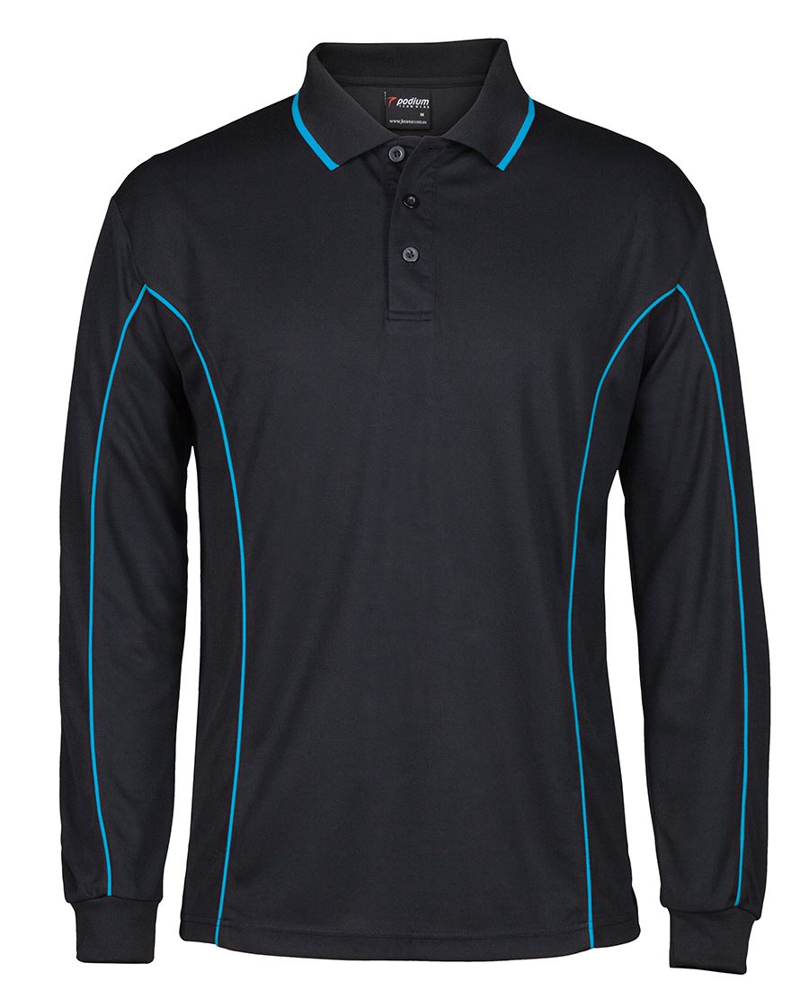 7PIPL Podium L/S Piping Polo