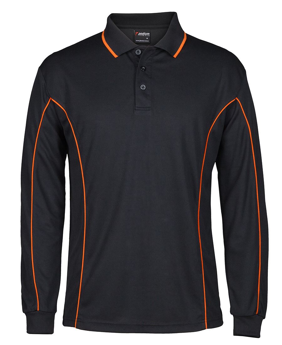7PIPL Podium L/S Piping Polo