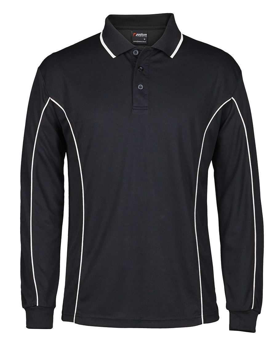 7PIPL Podium L/S Piping Polo