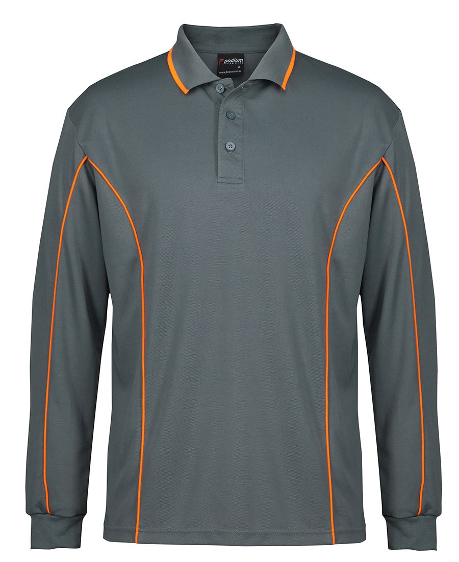 7PIPL Podium L/S Piping Polo