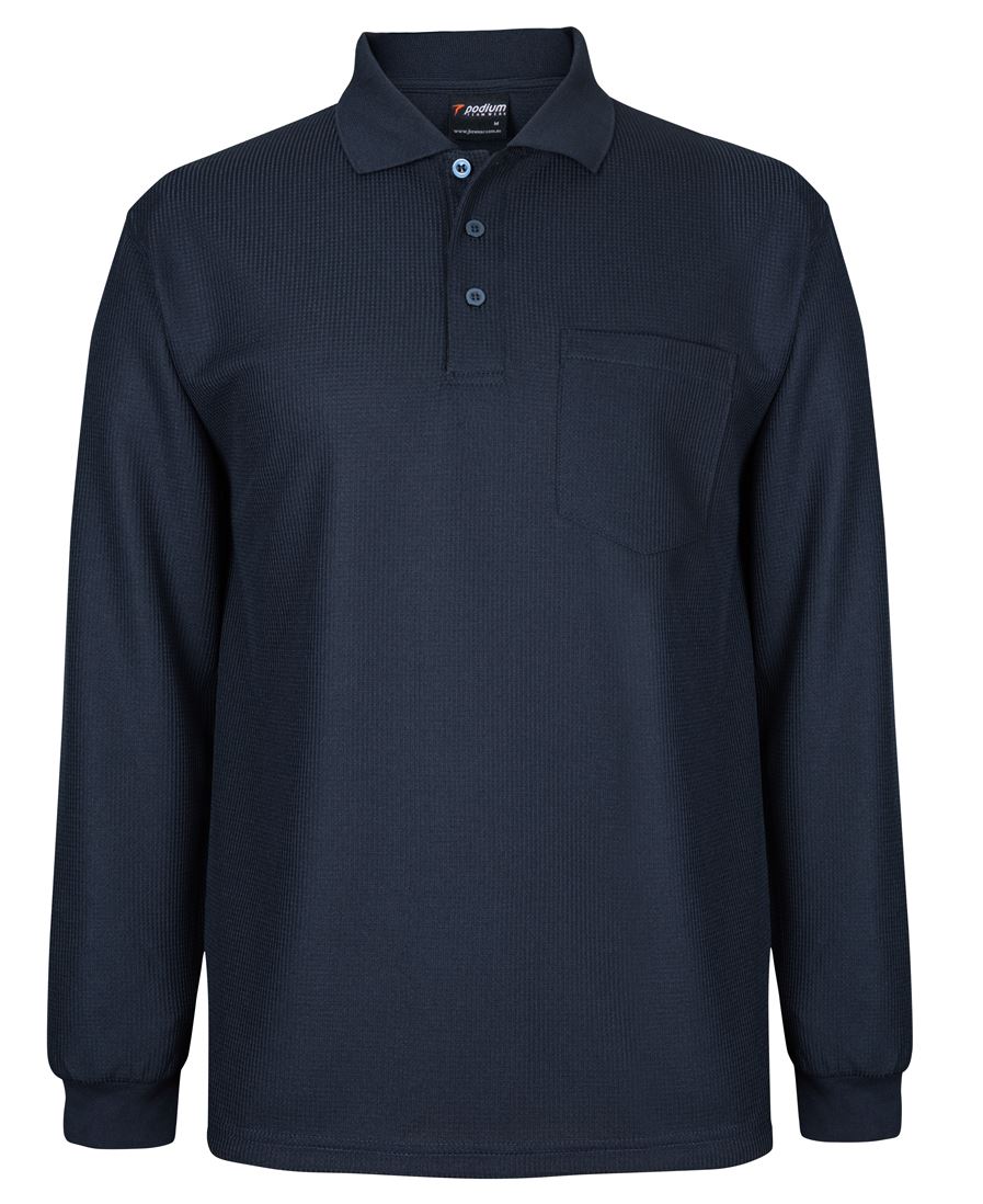 7WPL Podium L/S Waffle Pocket Polo