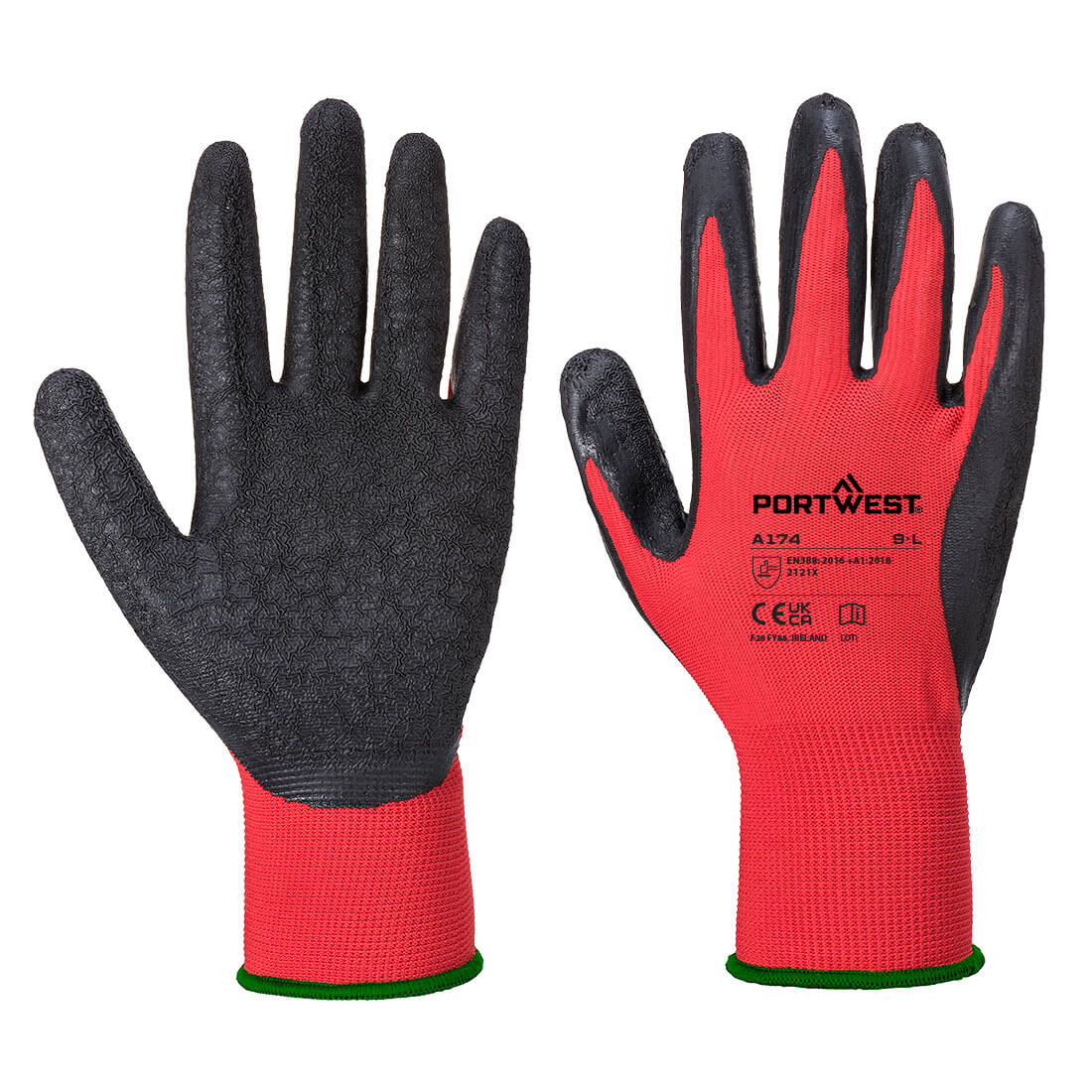 A174 - Flex Grip Latex Glove in Red/Black