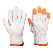 A261 - Orange Tip Driver Gloves (PK12) in White