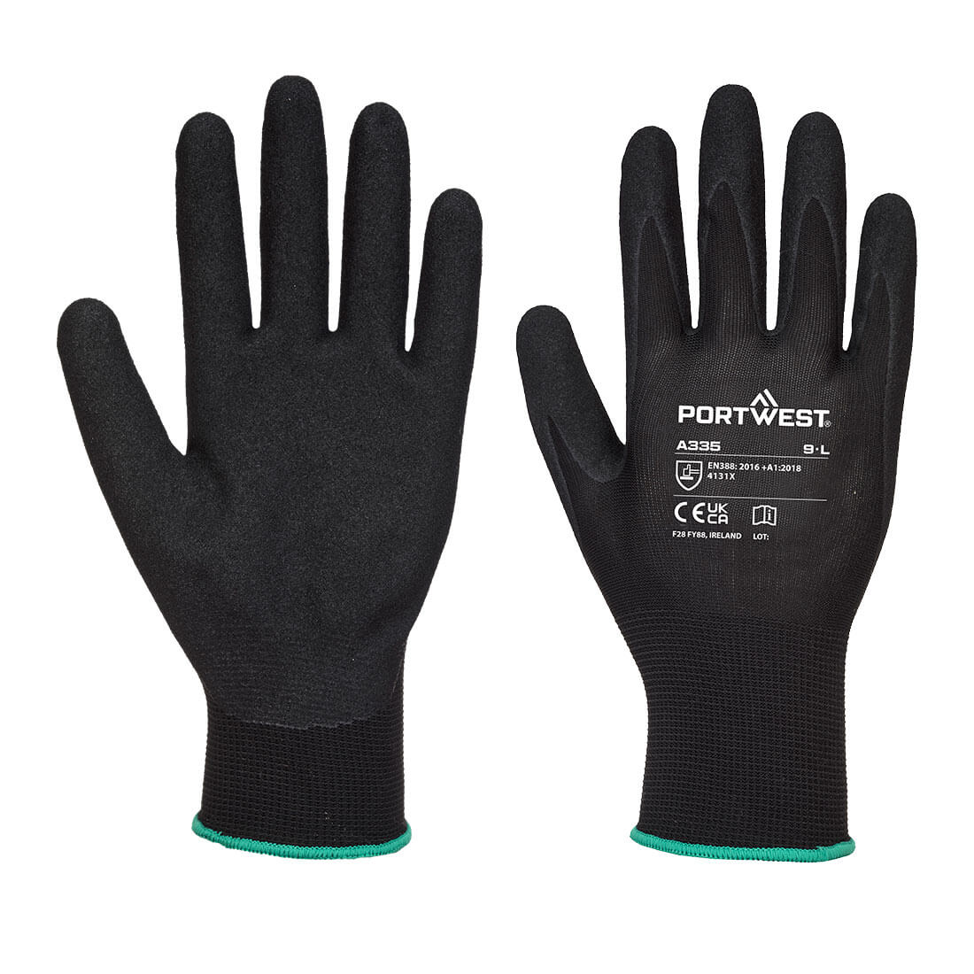A335 - Dermi-Grip NPR15 Nitrile Sandy Glove in Black