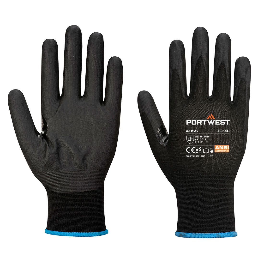 A355 - Grip 15 Nitrile Foam Touchscreen Glove (Pk12) in Black