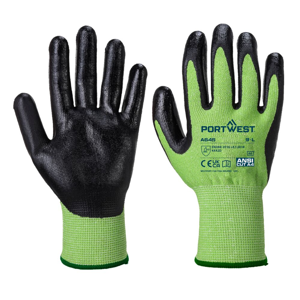 A645 - Green Cut Glove - Nitrile Foam in Green/Black