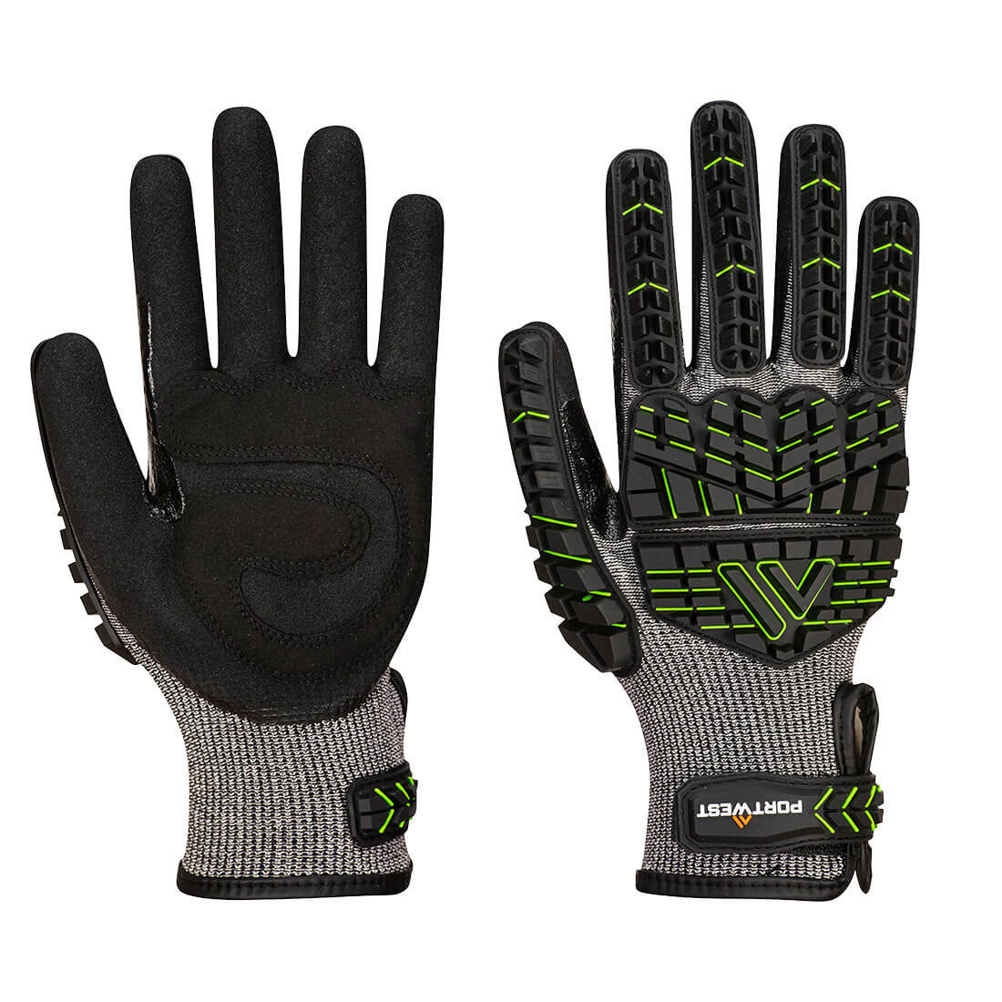 A755 - VHR15 Nitrile Foam Impact Glove in Black/Green