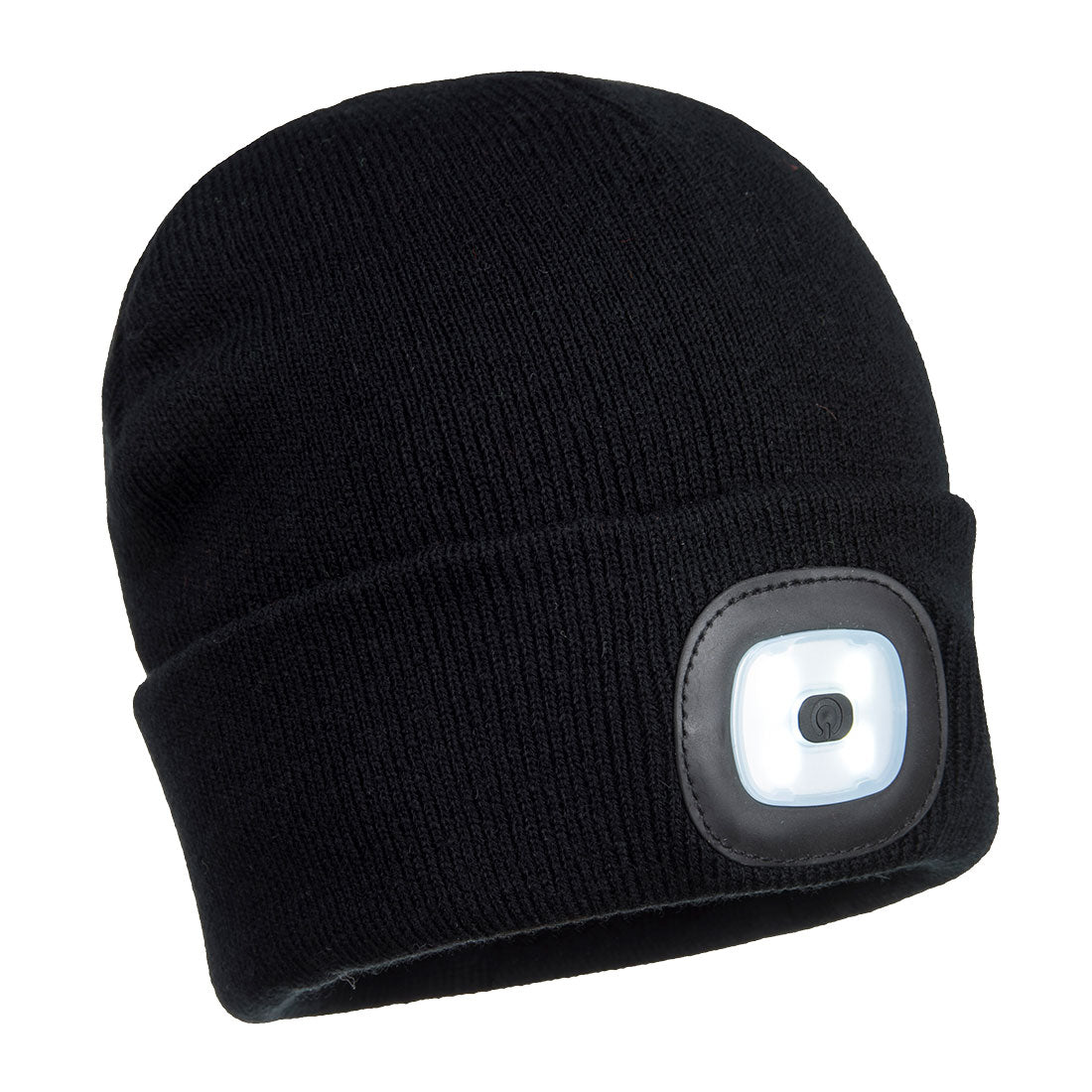 B028 - Rechargeable Twin LED Beanie in Black