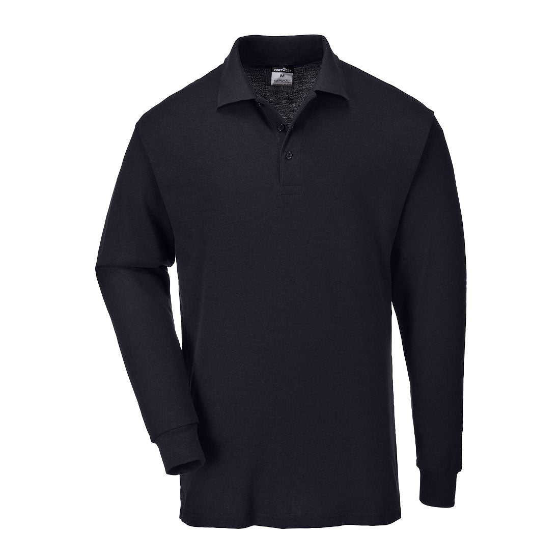 B212 - Genoa Long Sleeved Polo Shirt in Black
