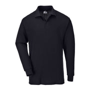 B212 - Genoa Long Sleeved Polo Shirt in Black