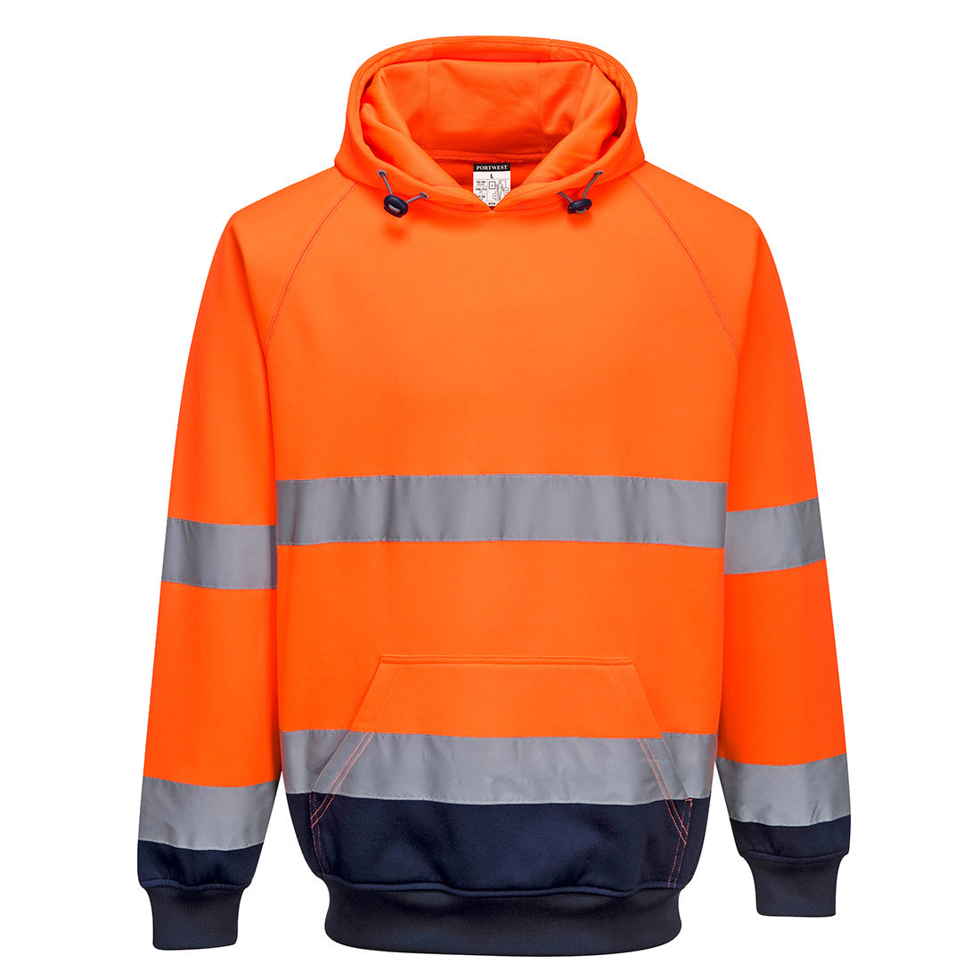 B316 - Hi-Vis Contrast Hoodie in Orange/Navy
