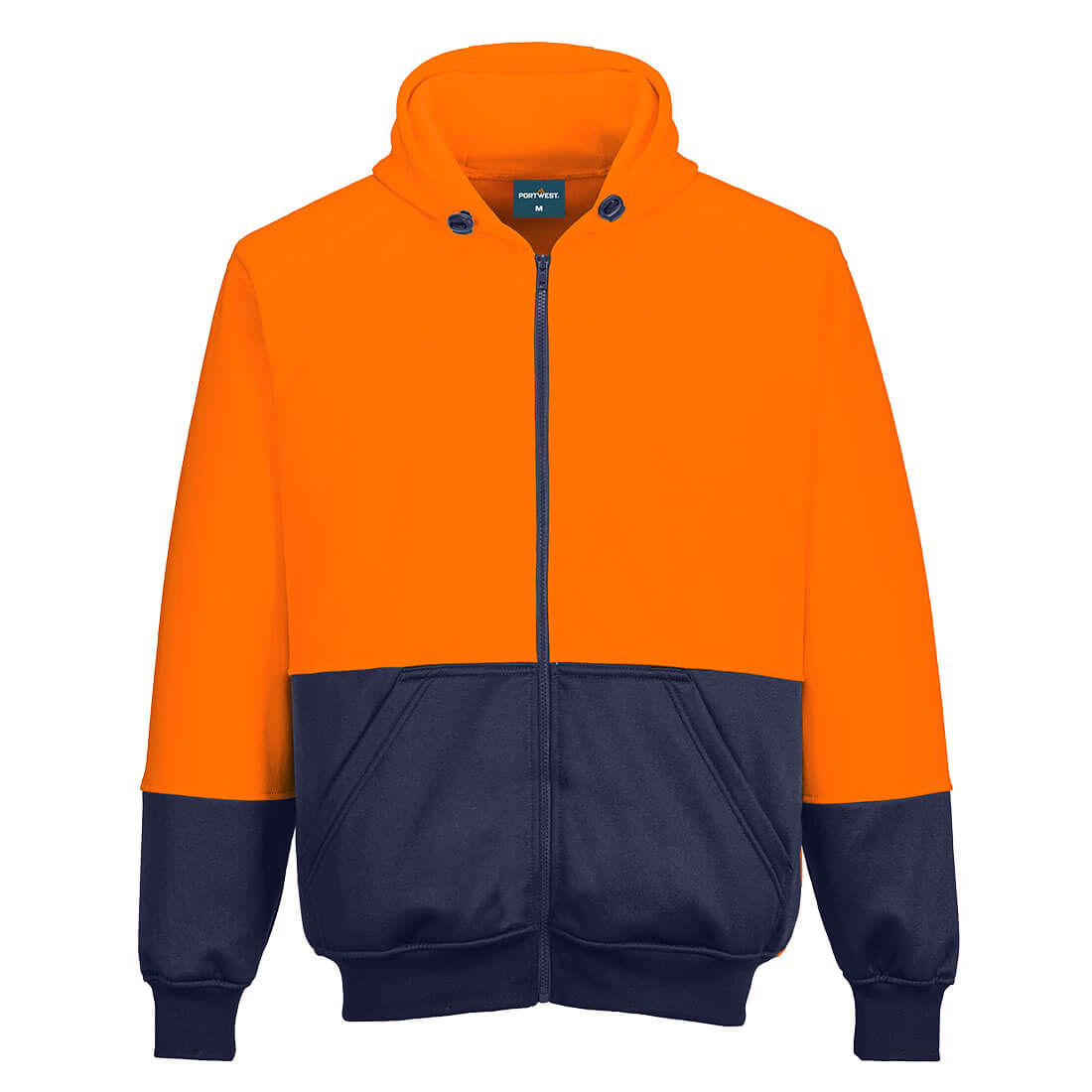 B327 - Hi-Vis Contrast Zipped Class D Hoodie in Orange/Navy