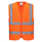 C375 - Hi-Vis Zipped Band and Brace Vest in Orange