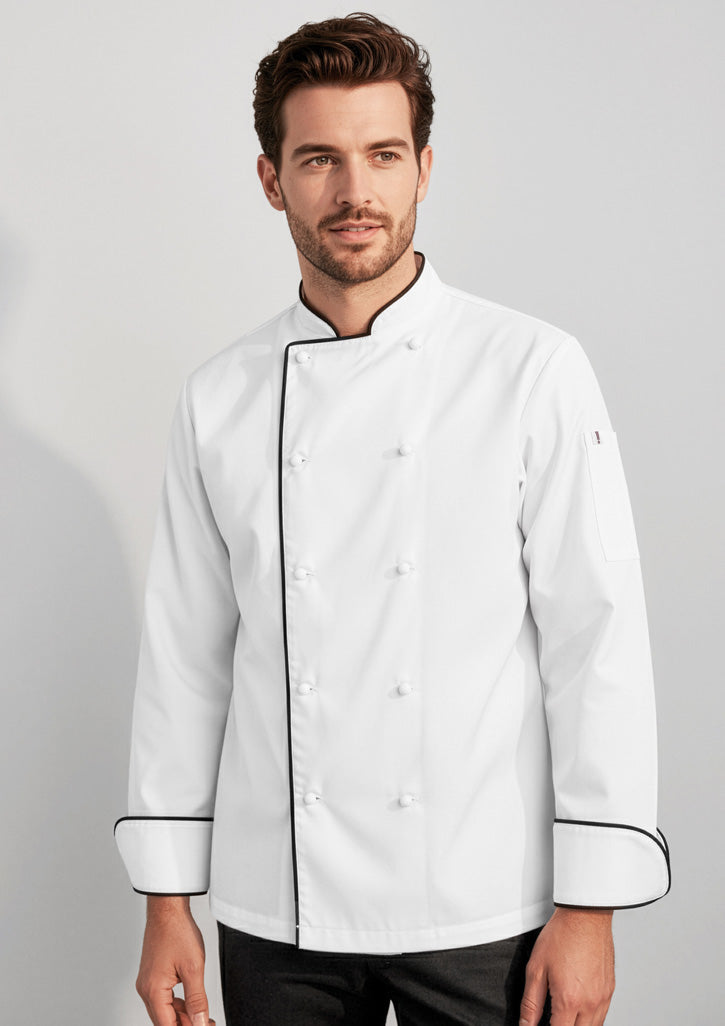 CH230ML Mens Al Dente Long Sleeve Chef Jacket - White/Black