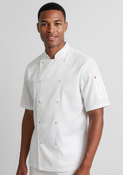 CH232MS Mens Zest Short Sleeve Chef Jacket - White