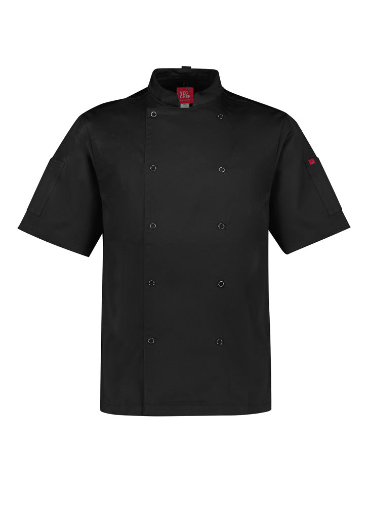 CH232MS Mens Zest Short Sleeve Chef Jacket - Black