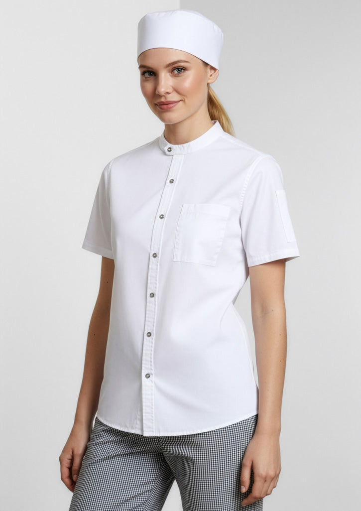 CH329MS Mens Salsa Short Sleeve Chef Shirt - White
