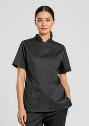 CH330LS Womens Alfresco Short Sleeve Chef Jacket - Black