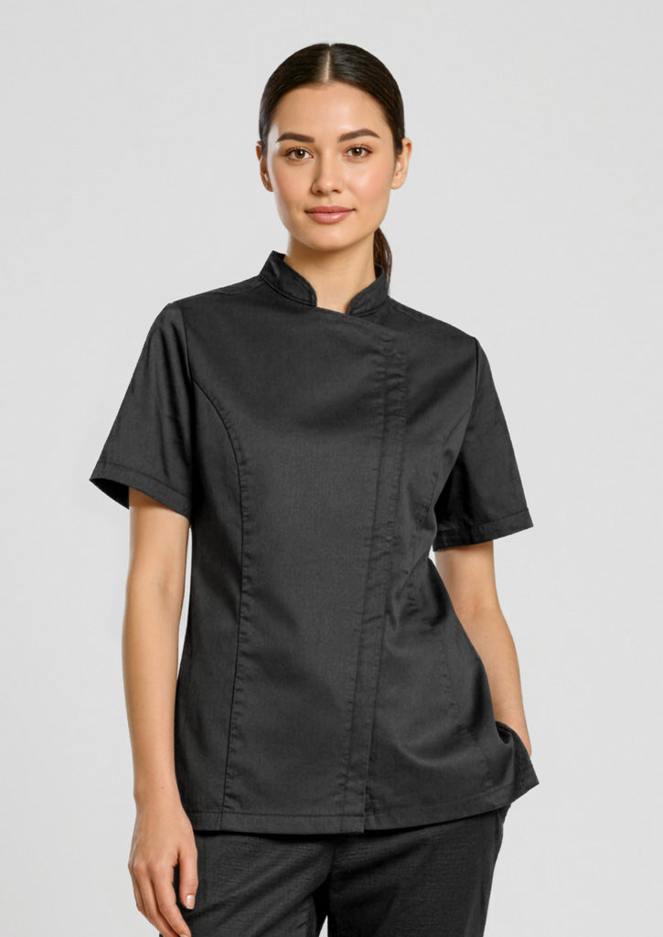 CH330LS Womens Alfresco Short Sleeve Chef Jacket - Black