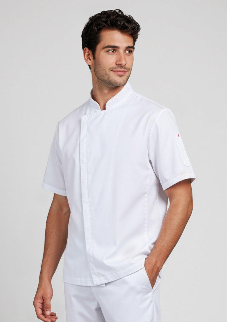 CH330MS Mens Alfresco Short Sleeve Chef Jacket - White
