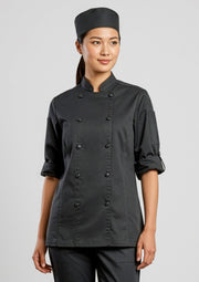 CH430LL Womens Gusto Long Sleeve Chef Jacket - Black