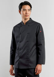 CH430ML Mens Gusto Long Sleeve Chef Jacket - Black