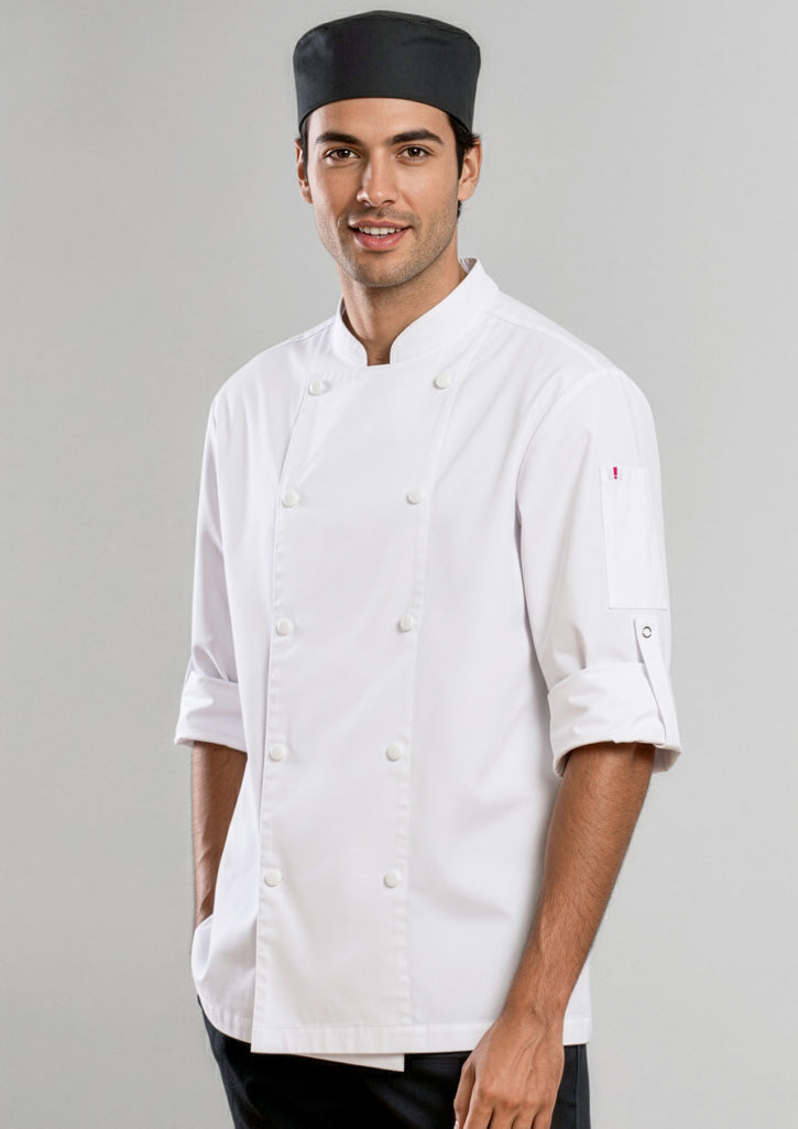 CH430ML Mens Gusto Long Sleeve Chef Jacket - White