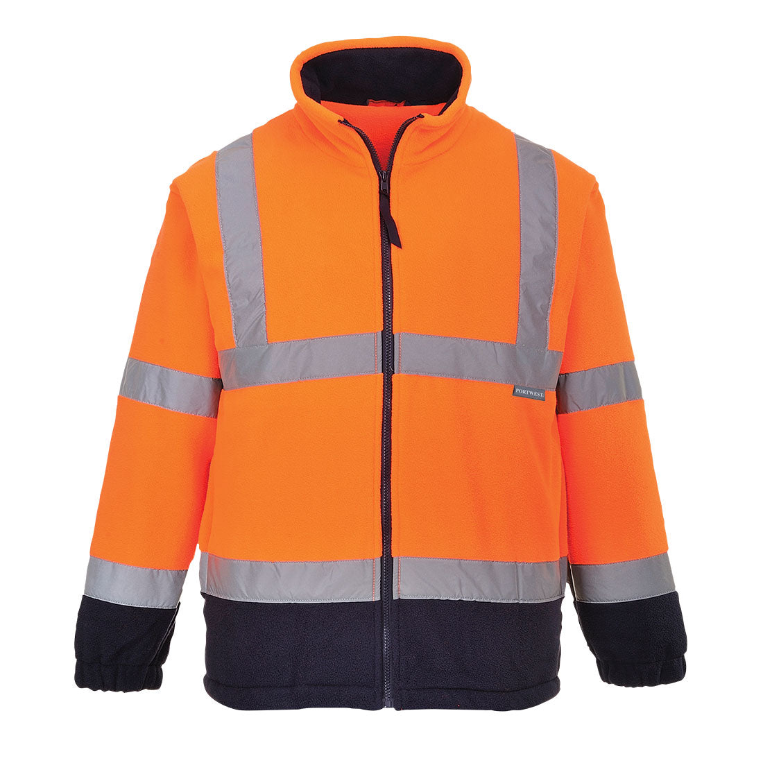 F301 - Polar Fleece Jacket in Orange/Navy