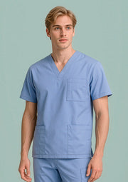 H10612 Unisex Classic Scrub Top - Mid Blue