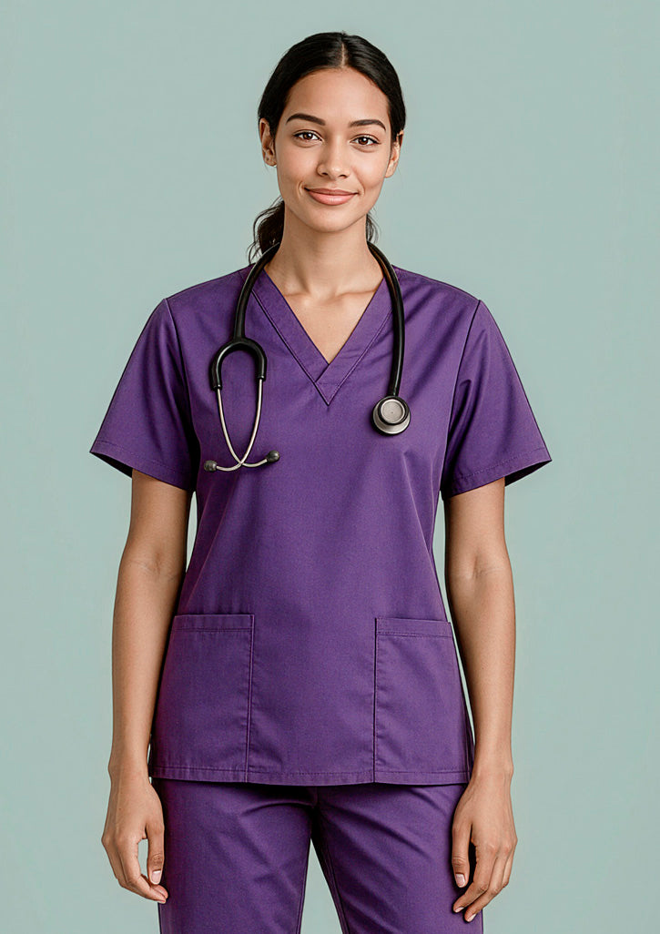 H10622 Womens Classic Scrub Top - Purple