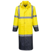 H446 - Hi-Vis Contrast Raincoat 122cm in Yellow/Navy