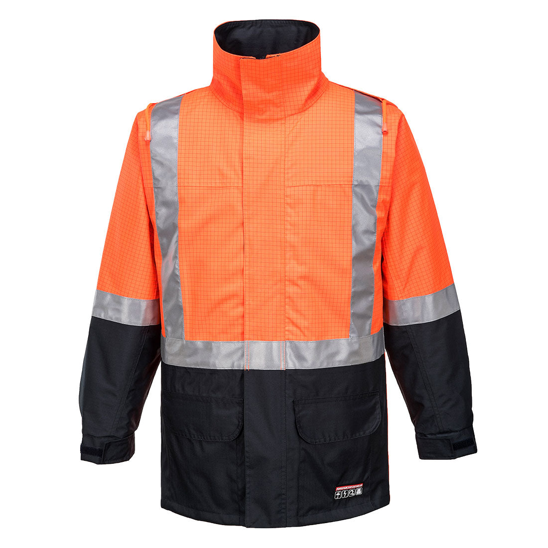 K8005 - Huski Amp Hi-Vis Contrast Rain Jacket in Orange/Navy