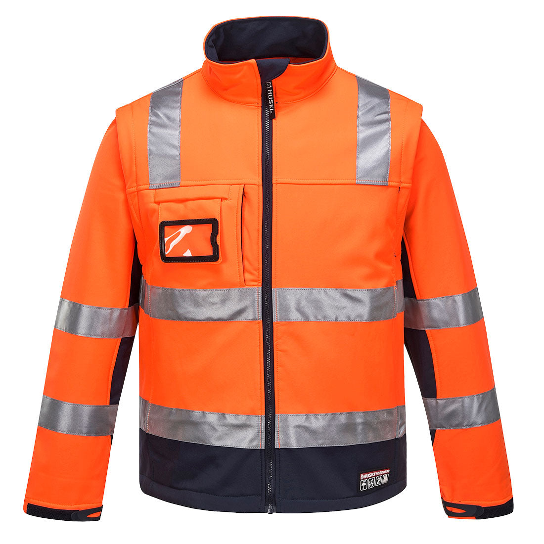 K8074 - Huski Chassis Hi-Vis 2-in-1 Contrast Softshell 3L in Orange/Navy