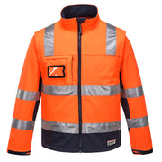 K8074 - Huski Chassis Hi-Vis 2-in-1 Contrast Softshell 3L in Orange/Navy